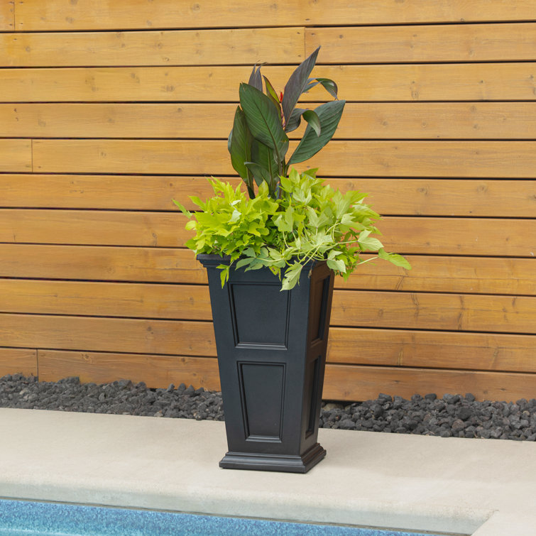 Black 28" Polyethylene Tall Outdoor Planter