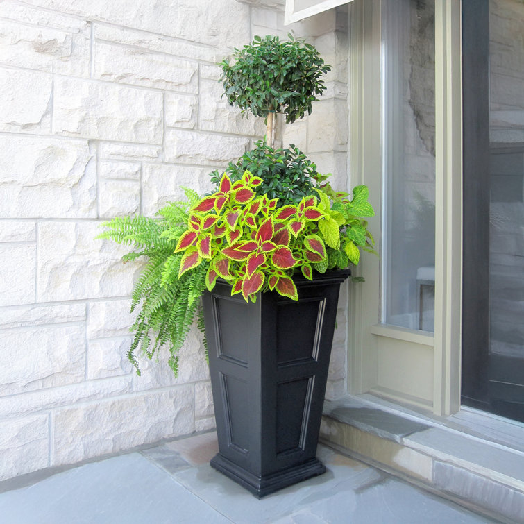 Black 28" Polyethylene Tall Outdoor Planter