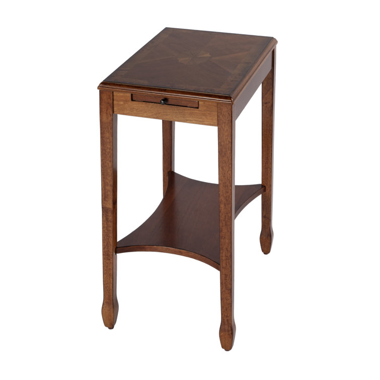 Olive Ash Burl Wood Side Table with Storage
