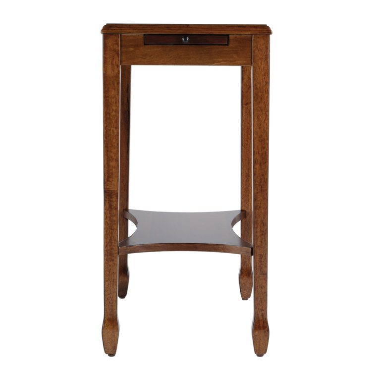 Olive Ash Burl Wood Side Table with Storage
