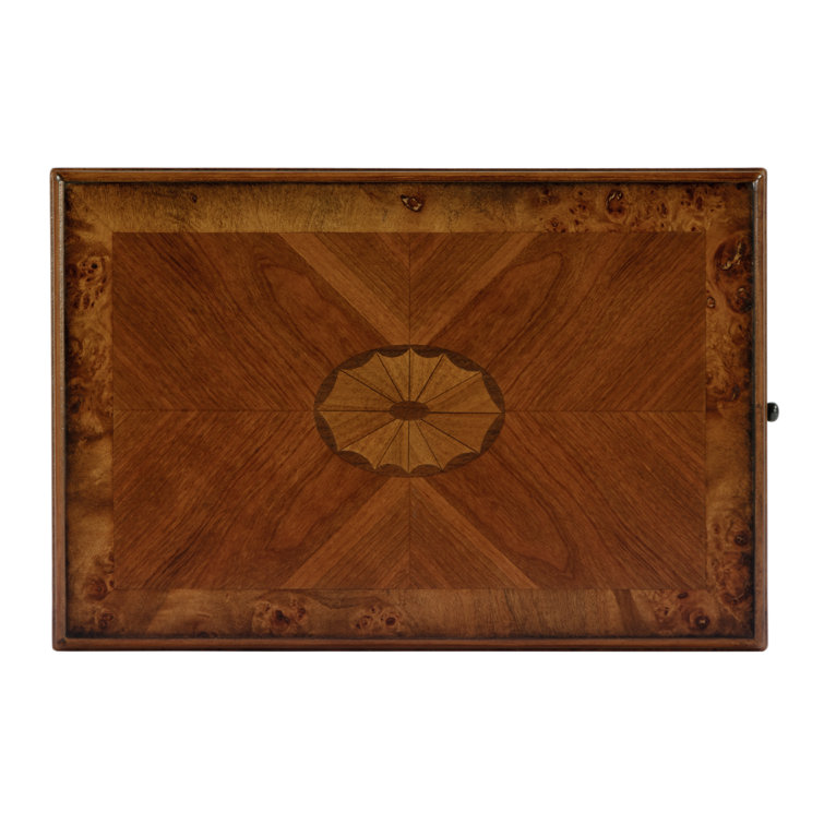 Olive Ash Burl Wood Side Table with Storage