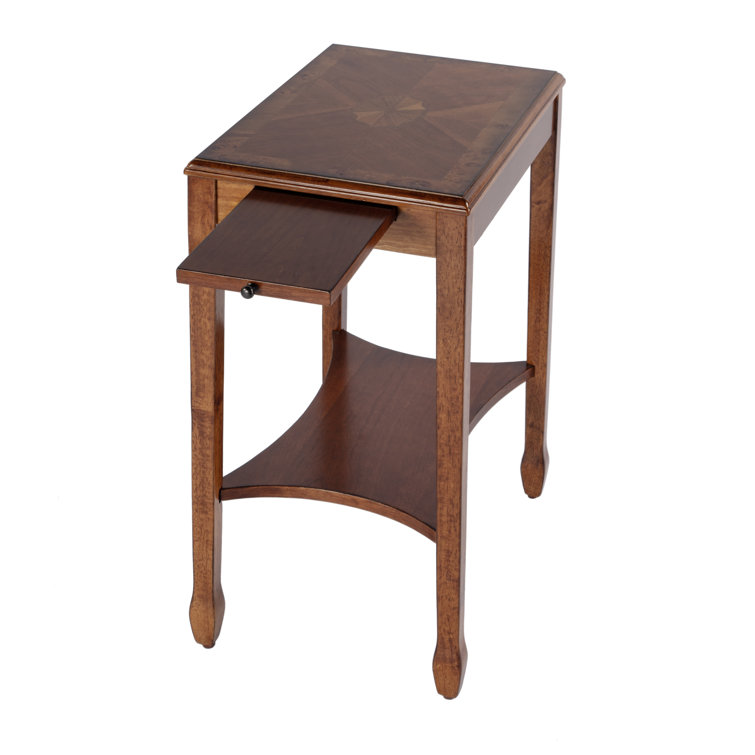 Olive Ash Burl Wood Side Table with Storage