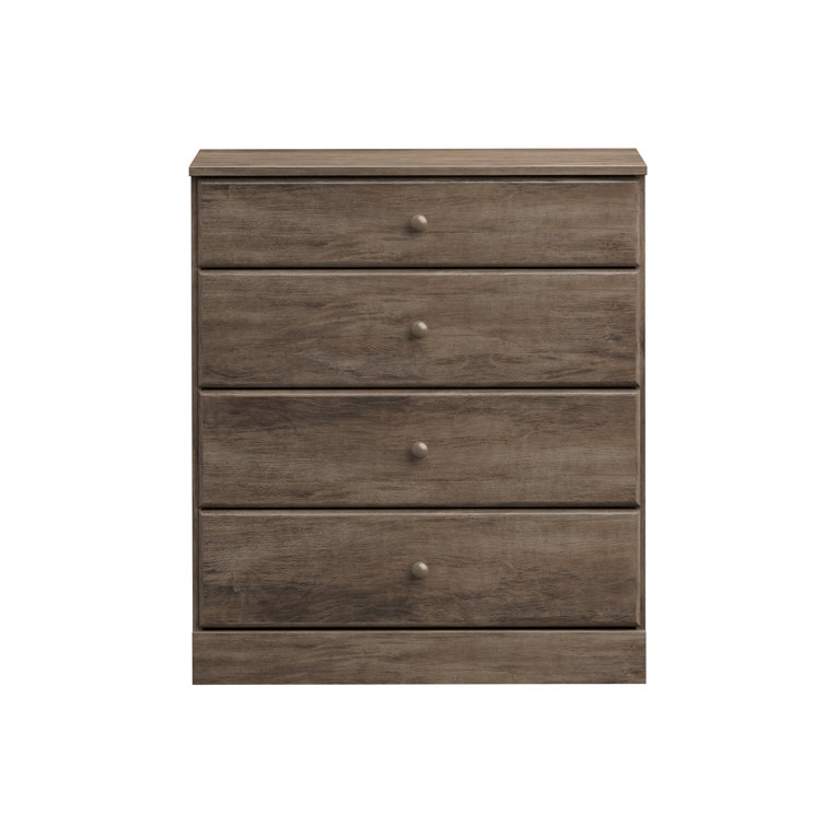 Drifted Gray Astrid 4-Drawer Lacquered Pine Chest