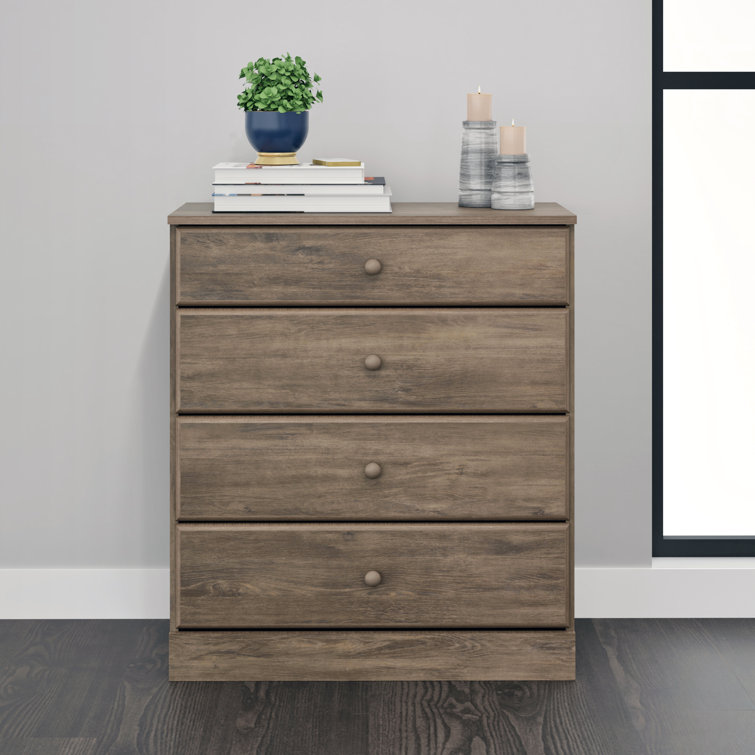 Drifted Gray Astrid 4-Drawer Lacquered Pine Chest