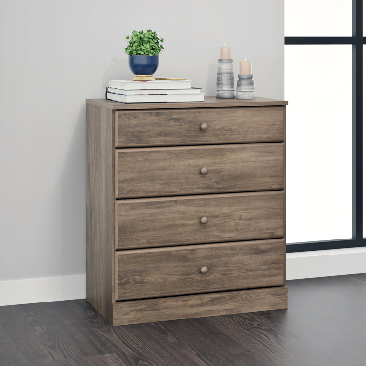 Drifted Gray Astrid 4-Drawer Lacquered Pine Chest