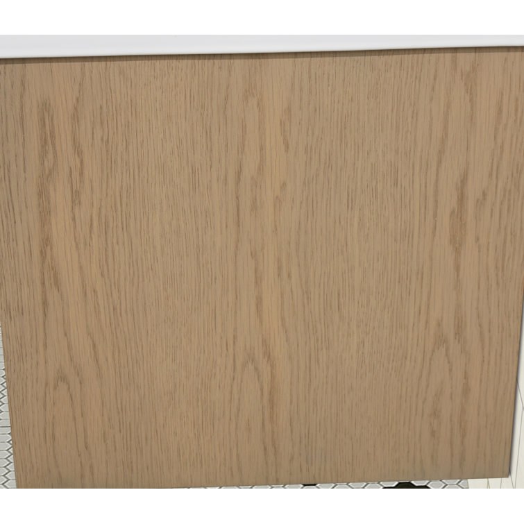 24'' Oak Floating Single Bathroom Vanity with Ceramic Sink