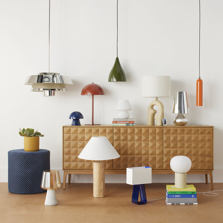Santino 71'' Oak Mid-Century Modern Pyramid Sideboard