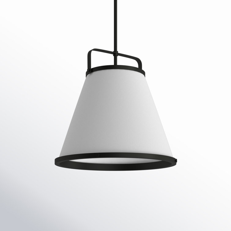 Elegant Lexi Black 3-Light Large Pendant with Off-White Textured Shade