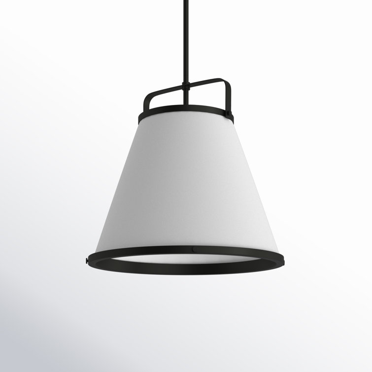 Elegant Lexi Black 3-Light Large Pendant with Off-White Textured Shade