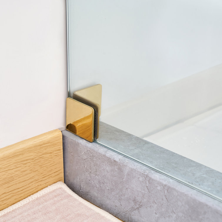 60 in. Titanium Gold Frameless Sliding Shower Door with Clear Glass