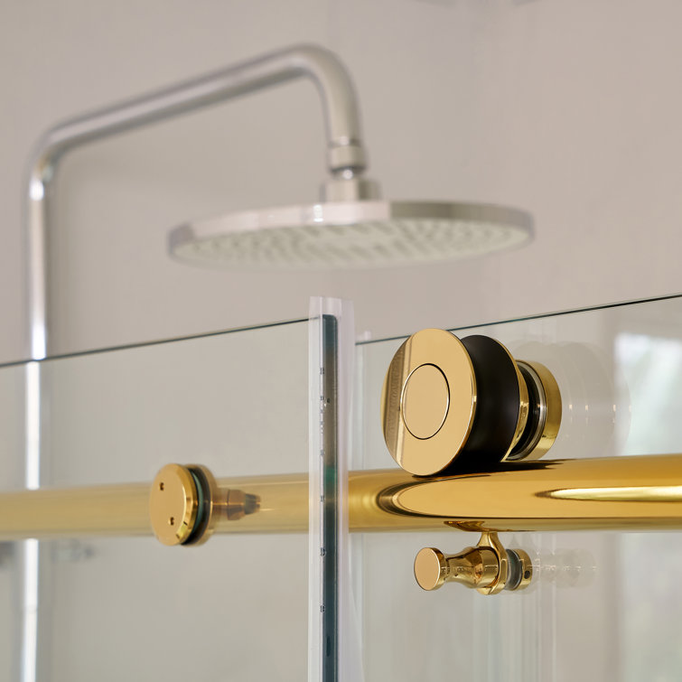 60 in. Titanium Gold Frameless Sliding Shower Door with Clear Glass