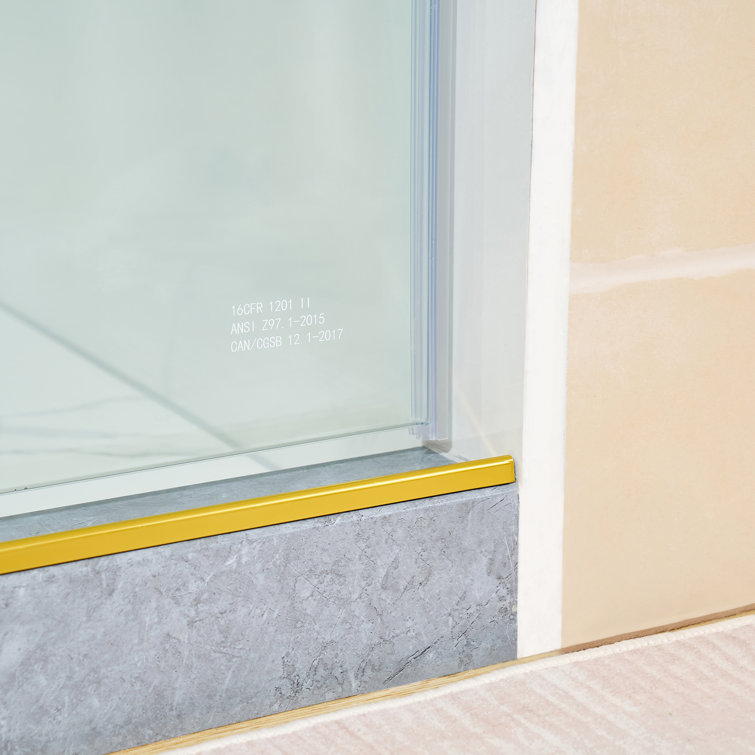 60 in. Titanium Gold Frameless Sliding Shower Door with Clear Glass