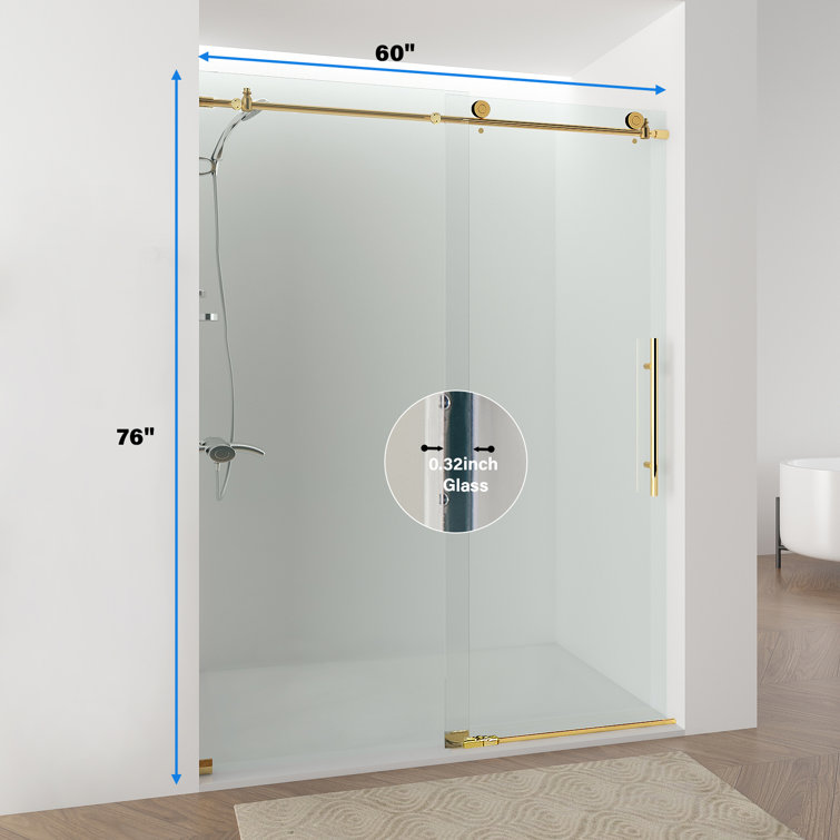 60 in. Titanium Gold Frameless Sliding Shower Door with Clear Glass