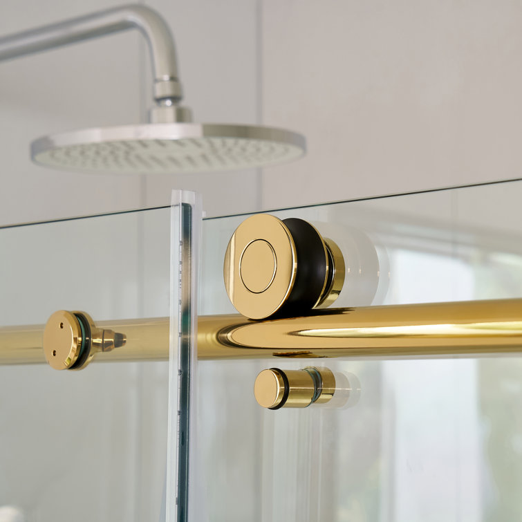 60 in. Titanium Gold Frameless Sliding Shower Door with Clear Glass