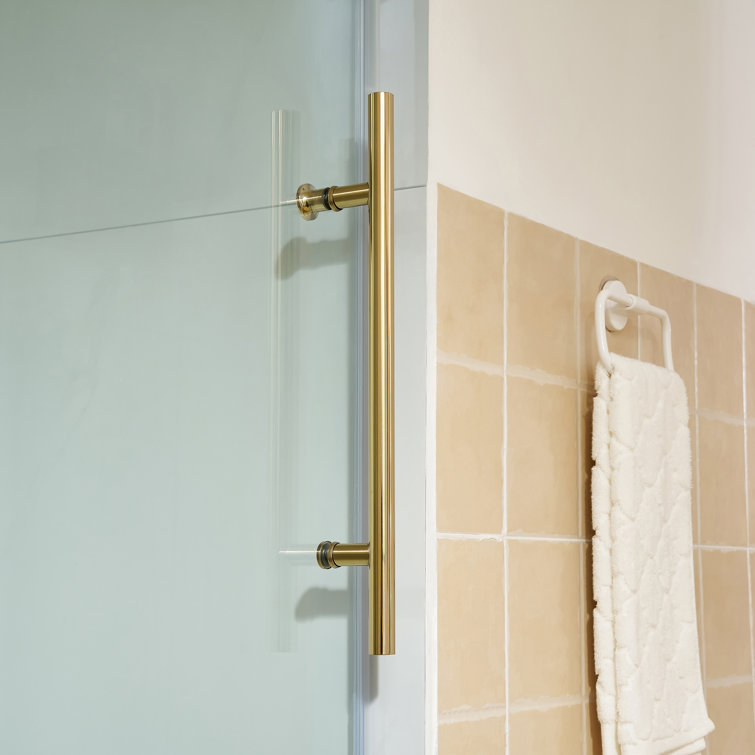 60 in. Titanium Gold Frameless Sliding Shower Door with Clear Glass