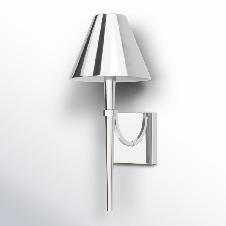 Polished Nickel Dimmable Steel Cone Shade Wall Sconce