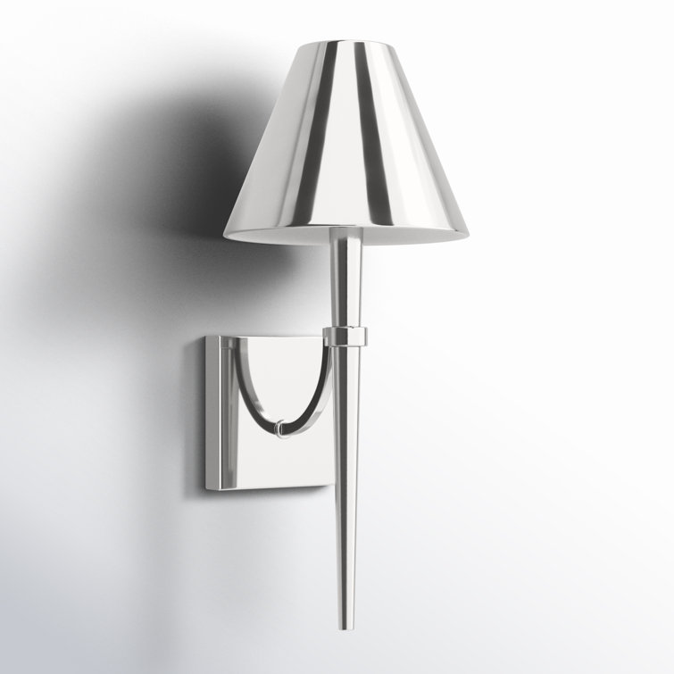 Polished Nickel Dimmable Steel Cone Shade Wall Sconce