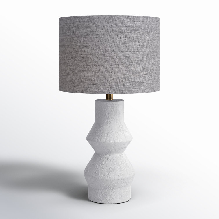 Edison White Textured Ceramic Table Lamp with Grey Shade