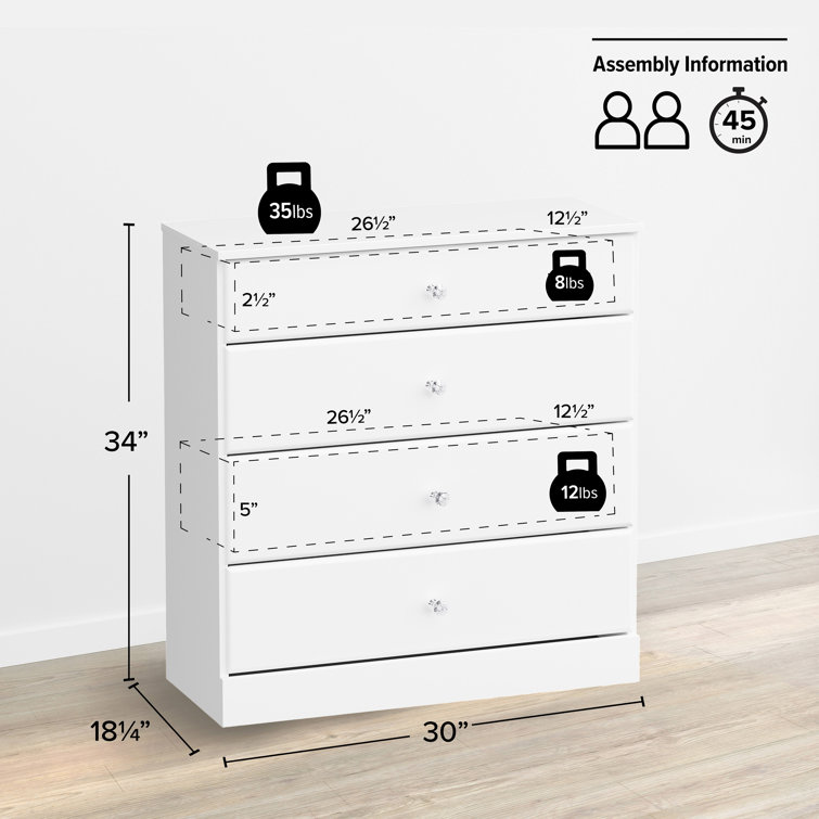 Drifted Gray Astrid 4-Drawer Lacquered Pine Chest