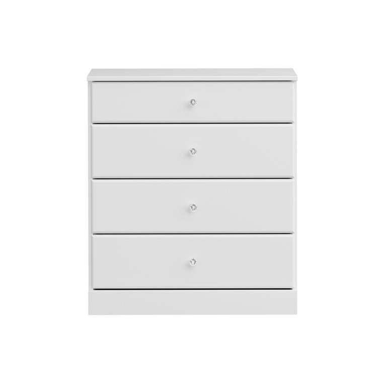Astrid Crystal White 4-Drawer Vertical Dresser with Acrylic Knobs