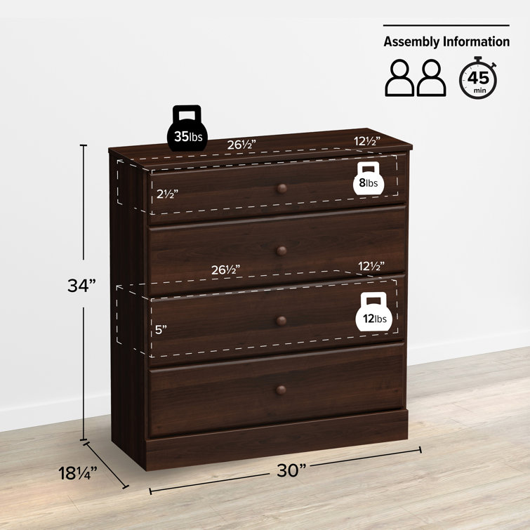 Astrid Espresso 4-Drawer Vertical Wood Dresser