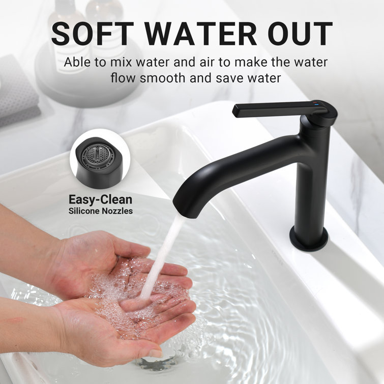 Matte Black Single Handle Mid Arc Bathroom Faucet