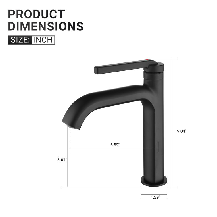 Matte Black Single Handle Mid Arc Bathroom Faucet