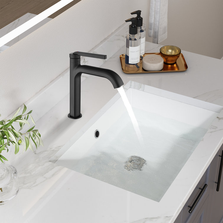 Matte Black Single Handle Mid Arc Bathroom Faucet