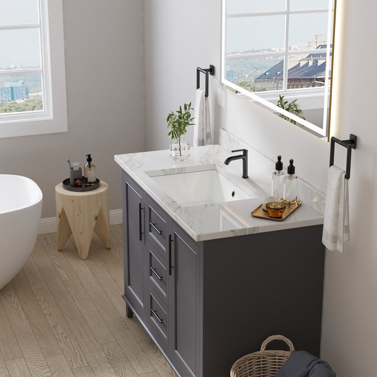 Matte Black Single Handle Mid Arc Bathroom Faucet