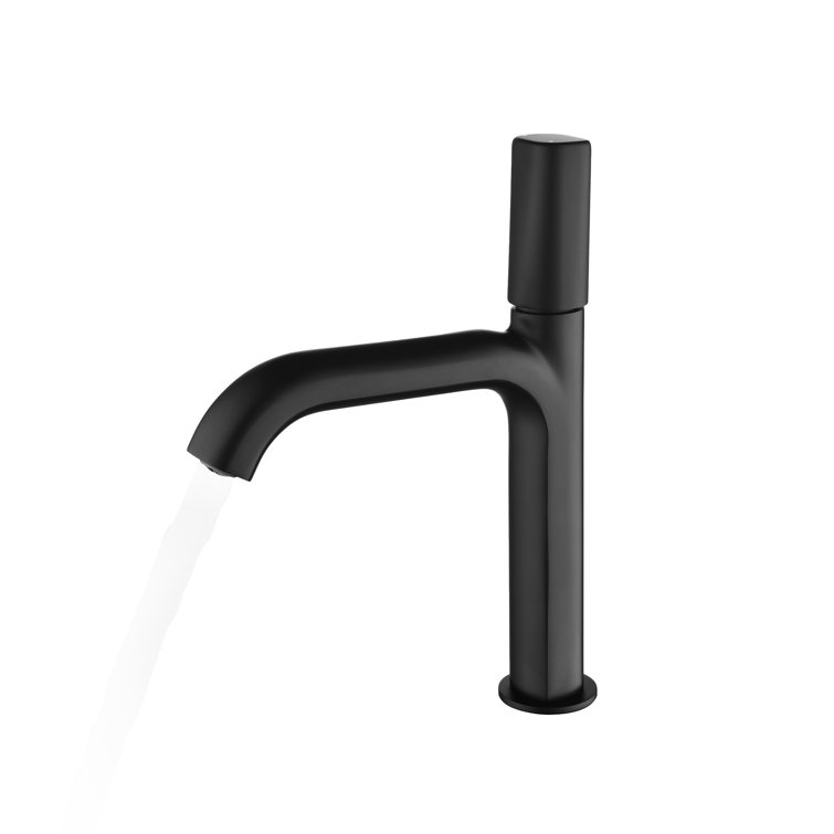Matte Black Single Handle Brass Bathroom Faucet