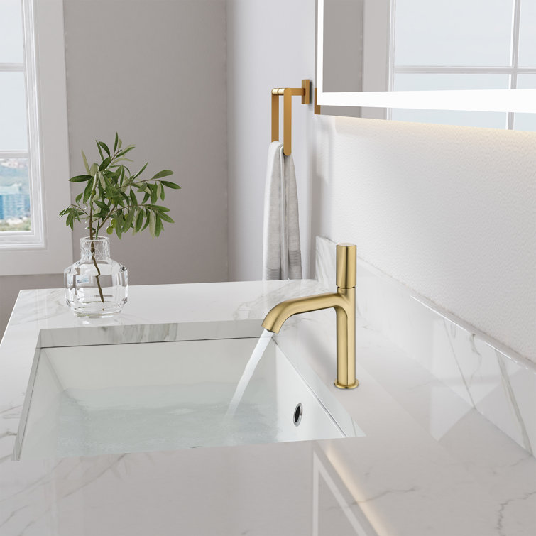 Brushed Gold Brass Single Handle Bathroom Faucet