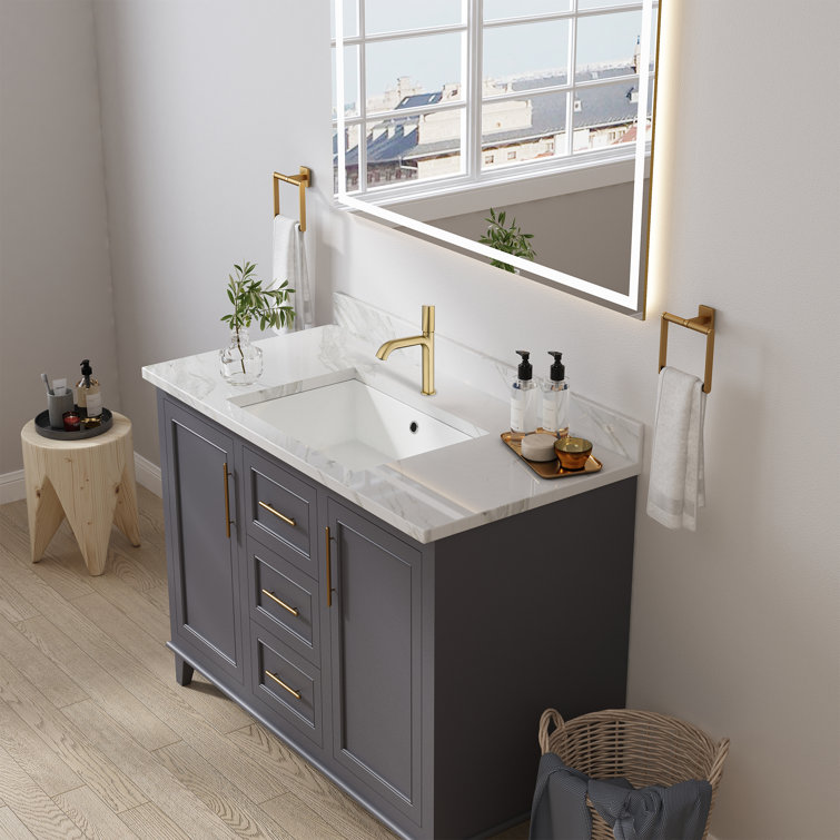 Brushed Gold Brass Single Handle Bathroom Faucet