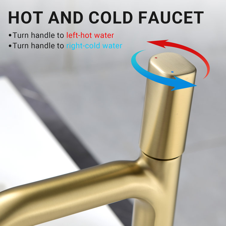 Brushed Gold Brass Single Handle Bathroom Faucet