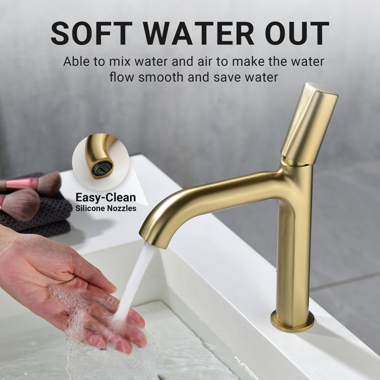Brushed Gold Brass Single Handle Bathroom Faucet