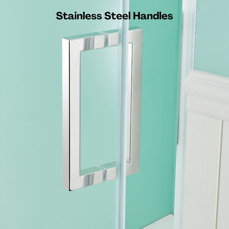 36'' W x 72'' H Clear Glass Pivot Shower Door with Chrome Frame