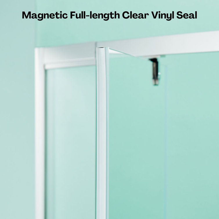 36'' W x 72'' H Clear Glass Pivot Shower Door with Chrome Frame