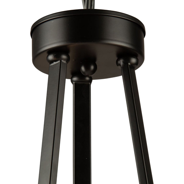 Coco Mini 3-Light Black and Gold Chandelier with White Linen Shade
