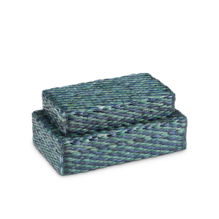 Blue and Green Mosaic Decorative Wood Box Set