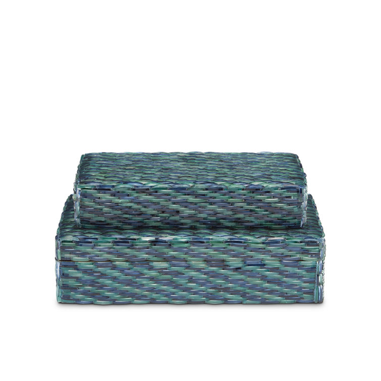 Blue and Green Mosaic Decorative Wood Box Set