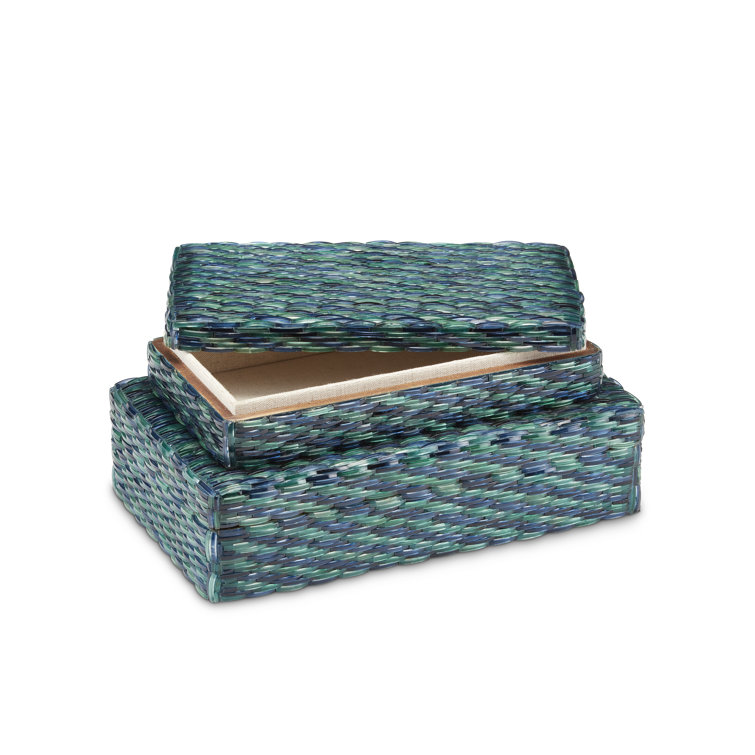 Blue and Green Mosaic Decorative Wood Box Set