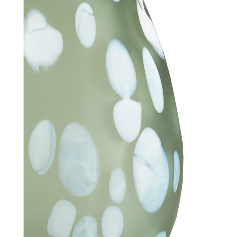 Elysian Splendor Handcrafted Green & White Glass Table Vase Duo
