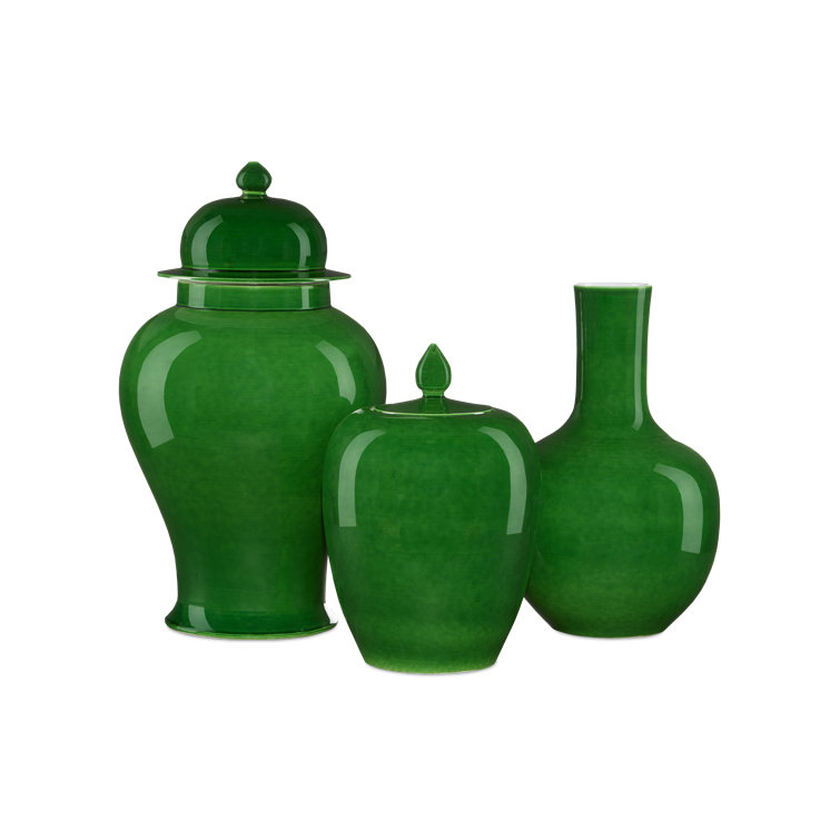 Imperial Green Porcelain Temple Jar, 18.25" Height