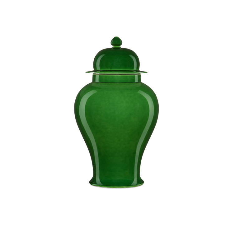 Imperial Green Porcelain Temple Jar, 18.25" Height