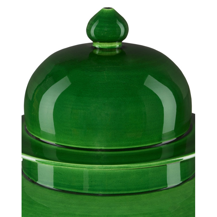 Imperial Green Porcelain Temple Jar, 18.25" Height