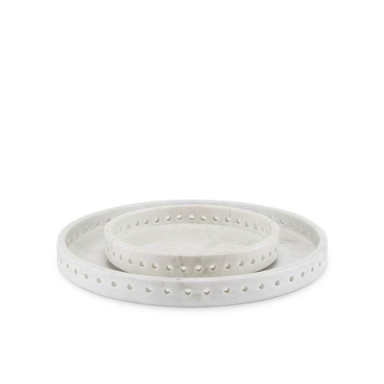 Freya Large Round White Marble Decorative Tray
