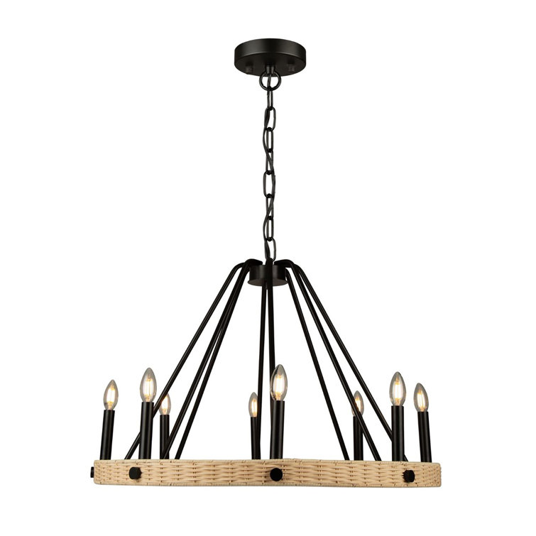 Elegant Black Crystal 8-Light Wagon Wheel Chandelier