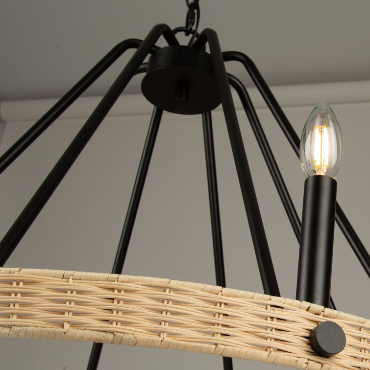 Elegant Black Crystal 8-Light Wagon Wheel Chandelier