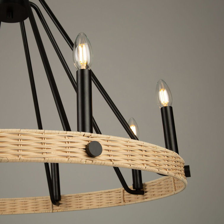 Elegant Black Crystal 8-Light Wagon Wheel Chandelier