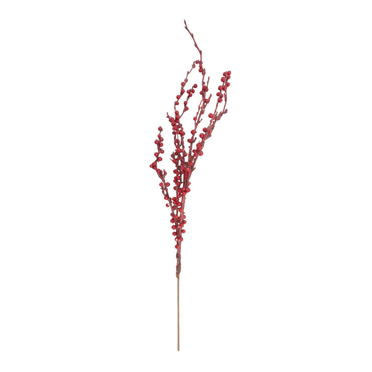23'' Red Polysilk Artificial Berry Bush Stems (Set of 12)