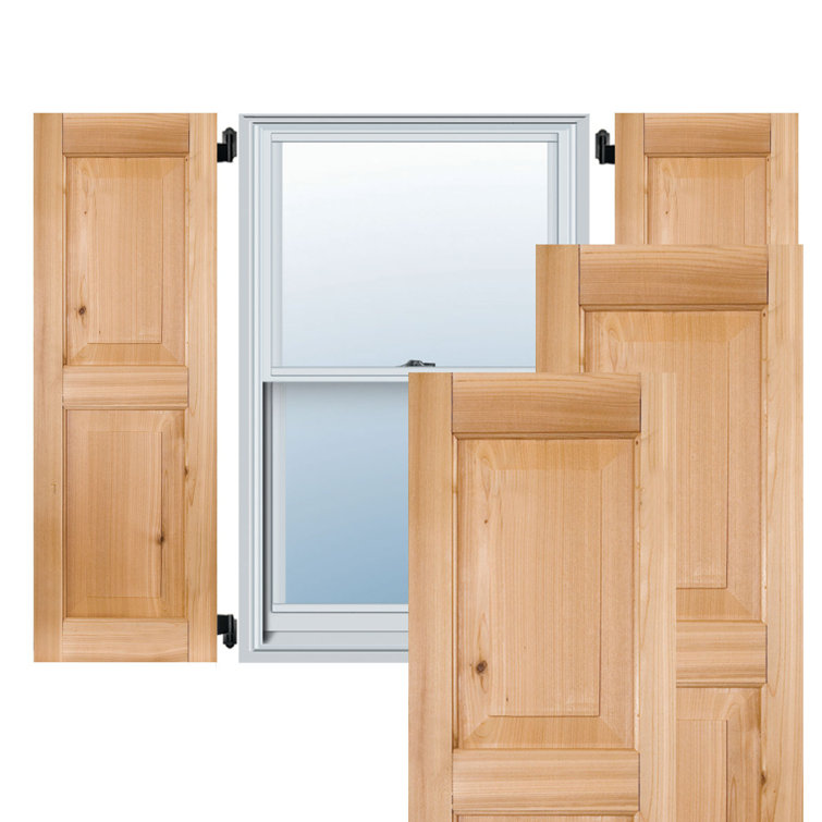 Unfinished Pine Raised Panel Rectangular Shutters (15" x 33")